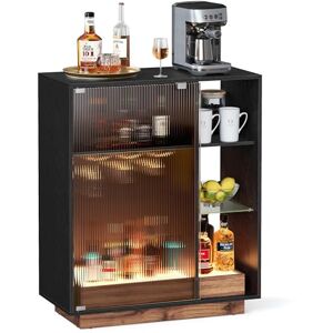 VASAGLE Meuble Bar à Vin avec Éclairage, Buffet avec LED, Rangement pour Vin, Meuble de Bar pour Spiritueux, avec Porte-Verre, Porte en Verre Cannelé, pour Salon, Noir Boisé BBK361B21 - Publicité VASAGLE Meuble Bar à Vin avec Éclairage, Buffet avec LED, Rangement pour Vin, Meuble de Bar pour Spiritueux, avec Porte-Verre, Porte en Verre Cannelé, pour Salon, Noir Boisé BBK361B21 - Publicité