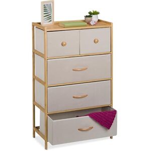 Relaxdays Commode en Bambou avec 5 Tiroirs en Tissu - Rangement - Publicité Relaxdays Commode en Bambou avec 5 Tiroirs en Tissu - Rangement - Publicité