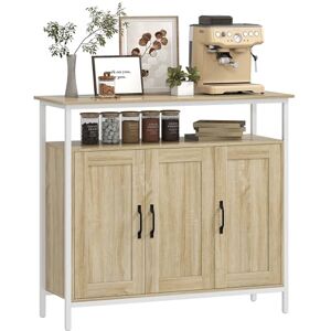 HOMCOM Buffet, meuble de rangement avec 3 portes, compartiment ouvert et 4 étagères réglables, cadre en métal, style industriel, buffet salle à manger, cuisine et salon, 100 x 35 x 88 cm, bois naturel - Publicité HOMCOM Buffet, meuble de rangement avec 3 portes, compartiment ouvert et 4 étagères réglables, cadre en métal, style industriel, buffet salle à manger, cuisine et salon, 100 x 35 x 88 cm, bois naturel - Publicité