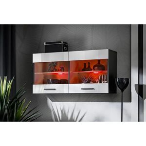 Komodee , Vitrine Armoire Savona, Blanc Noir, Largeur 100 cm x Hauteur 50 cm x Profondeur 30 cm, LED RGB, 2 étagères, pour Salon, Chambre, Entrée, Cuisine - Publicité Komodee , Vitrine Armoire Savona, Blanc Noir, Largeur 100 cm x Hauteur 50 cm x Profondeur 30 cm, LED RGB, 2 étagères, pour Salon, Chambre, Entrée, Cuisine - Publicité