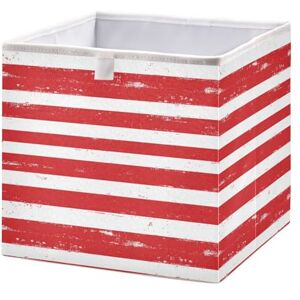 Ewusp Boîte de rangement cube pliable à rayures rouges et blanches 28 x 28 cm pour chien, panier de rangement pour jouets de bébé, chambre d'enfant, bureau - Publicité Ewusp Boîte de rangement cube pliable à rayures rouges et blanches 28 x 28 cm pour chien, panier de rangement pour jouets de bébé, chambre d'enfant, bureau - Publicité