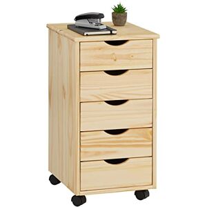 IDIMEX Caisson de Bureau Lagos Meuble de Rangement sur roulettes avec 5 tiroirs, en pin Massif Finition Vernis Naturel - Publicité IDIMEX Caisson de Bureau Lagos Meuble de Rangement sur roulettes avec 5 tiroirs, en pin Massif Finition Vernis Naturel - Publicité
