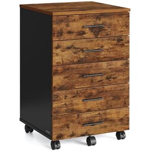 VASAGLE Caisson de Bureau à roulettes, Meuble de Rangement, Support pour Imprimante, avec 5 Tiroirs, Rails Coulissants, pour Bureau, Télétravail, Marron Rustique OFC081KD02 - Publicité VASAGLE Caisson de Bureau à roulettes, Meuble de Rangement, Support pour Imprimante, avec 5 Tiroirs, Rails Coulissants, pour Bureau, Télétravail, Marron Rustique OFC081KD02 - Publicité