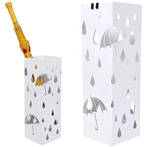BAKAJI Porte-parapluies en fer design carré, blanc, bac anti-gouttes et crochets pour parapluies pliants, 49 x 15 x 15 cm - Publicité BAKAJI Porte-parapluies en fer design carré, blanc, bac anti-gouttes et crochets pour parapluies pliants, 49 x 15 x 15 cm - Publicité