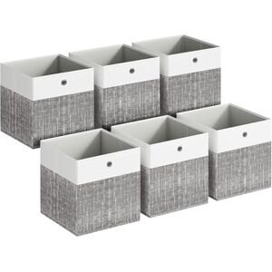 SONGMICS Boîte de Rangement, Lot de 6, Panier, Coffre avec Plaques en PP, Inodore, Pliable, en Tissu pour Étagère Cubique, 30 x 30 x 30 cm, Blanc Nuage et Gris Jonc RFB430GM02 - Publicité SONGMICS Boîte de Rangement, Lot de 6, Panier, Coffre avec Plaques en PP, Inodore, Pliable, en Tissu pour Étagère Cubique, 30 x 30 x 30 cm, Blanc Nuage et Gris Jonc RFB430GM02 - Publicité