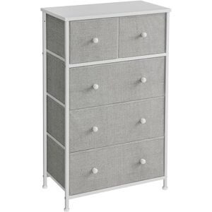 SONGMICS Commode, Meuble de Rangement, avec 5 Tiroirs en Tissu, Style Industriel, pour Salon, Entrée, Couloir, Chambre d'enfant, Gris Clair et Blanc LTS514L10 - Publicité SONGMICS Commode, Meuble de Rangement, avec 5 Tiroirs en Tissu, Style Industriel, pour Salon, Entrée, Couloir, Chambre d'enfant, Gris Clair et Blanc LTS514L10 - Publicité
