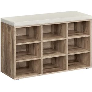 VASAGLE Banc à Chaussures, Organiseur de Chaussures avec 9 Compartiments, Siège Rembourré, pour Entrée, Couloir, Placard, Marron Camel et Beige Cappuccino LHS009K02 - Publicité VASAGLE Banc à Chaussures, Organiseur de Chaussures avec 9 Compartiments, Siège Rembourré, pour Entrée, Couloir, Placard, Marron Camel et Beige Cappuccino LHS009K02 - Publicité