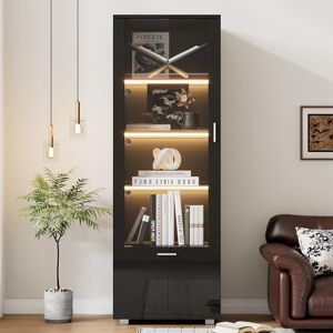BTM Vitrine Brillant Noire en Acrylique avec LED, Portes Brillant Noires, pour Collections, Armoires à Parfums Et à Livres, 3 Étagères - Publicité BTM Vitrine Brillant Noire en Acrylique avec LED, Portes Brillant Noires, pour Collections, Armoires à Parfums Et à Livres, 3 Étagères - Publicité