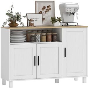 HOMCOM Buffet, Meuble de Rangement avec 3 Portes à Fermeture amortie, Compartiment Ouvert et étagères réglables, Style Moderne, Buffet Salle à Manger, Cuisine et Salon, 110 x 33 x 75 cm, Blanc - Publicité HOMCOM Buffet, Meuble de Rangement avec 3 Portes à Fermeture amortie, Compartiment Ouvert et étagères réglables, Style Moderne, Buffet Salle à Manger, Cuisine et Salon, 110 x 33 x 75 cm, Blanc - Publicité