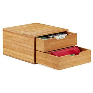 Relaxdays Organiseur bureau, Compartiments, Bac à courrier A4, 2 Tiroirs, Rangement, Bambou, HLP 18 x 30 x 31 cm, Nature - Publicité Relaxdays Organiseur bureau, Compartiments, Bac à courrier A4, 2 Tiroirs, Rangement, Bambou, HLP 18 x 30 x 31 cm, Nature - Publicité