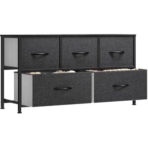 YITAHOME Commode pour Chambre à Coucher, Commode à 5 Tiroirs en Tissu Meuble de Rangement avec Dessus en Bois et Grand Espace de Rangement Chambre à Coucher, Salon, Chambre d'enfant, Gris Noir - Publicité YITAHOME Commode pour Chambre à Coucher, Commode à 5 Tiroirs en Tissu Meuble de Rangement avec Dessus en Bois et Grand Espace de Rangement Chambre à Coucher, Salon, Chambre d'enfant, Gris Noir - Publicité
