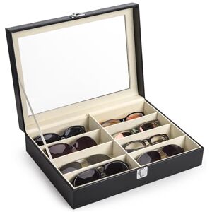 CO-Z Boîtier des Lunettes en PU Cuir, Organisateur de Lunettes de Soleil, Présentoir Lunettes de Rangement de 8 Compartiments - Publicité CO-Z Boîtier des Lunettes en PU Cuir, Organisateur de Lunettes de Soleil, Présentoir Lunettes de Rangement de 8 Compartiments - Publicité
