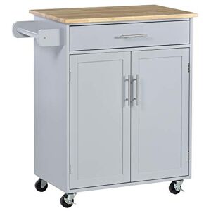 HOMCOM Desserte de Cuisine sur roulettes Chariot de Service Ilot de Cuisine avec tiroir de Placard et Porte-torchons 83l x 45P x 91,5H cm Gris - Publicité HOMCOM Desserte de Cuisine sur roulettes Chariot de Service Ilot de Cuisine avec tiroir de Placard et Porte-torchons 83l x 45P x 91,5H cm Gris - Publicité