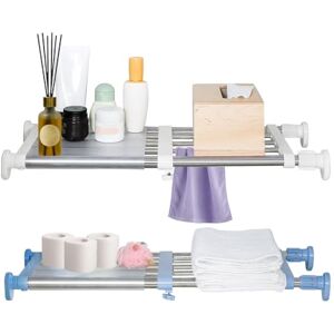 Hershii la tension de l'Armoire étagère et tige extensible de rangement en métal Rack réglable Organiseur DIY cloison de séparation, Ivory+blue, 40-60cm - Publicité Hershii la tension de l'Armoire étagère et tige extensible de rangement en métal Rack réglable Organiseur DIY cloison de séparation, Ivory+blue, 40-60cm - Publicité