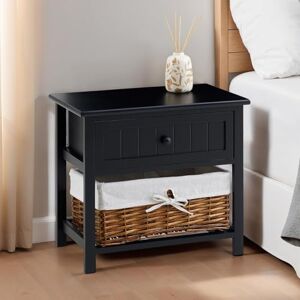 IDIMEX Table de Chevet AKURE en Bois avec 1 Tiroir et 1 Panier de Rangement, Style Campagne, Idéale pour Ranger Vos Petites Affaires, Table de Nuit, 50 x 46 x 31 cm, Noir - Publicité IDIMEX Table de Chevet AKURE en Bois avec 1 Tiroir et 1 Panier de Rangement, Style Campagne, Idéale pour Ranger Vos Petites Affaires, Table de Nuit, 50 x 46 x 31 cm, Noir - Publicité