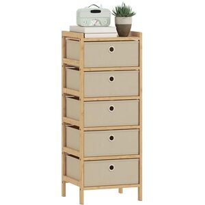 HOMCOM Commode à 5 tiroirs en Tissu, Commode pour Chambre à Coucher en Bambou, Commode pour Petits espaces, Salon, Bureau, Dressing, crème et Naturel - Publicité HOMCOM Commode à 5 tiroirs en Tissu, Commode pour Chambre à Coucher en Bambou, Commode pour Petits espaces, Salon, Bureau, Dressing, crème et Naturel - Publicité