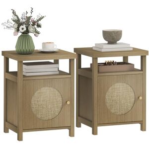 HOMCOM Lot de 2 Tables de Chevet étroite, Table d'appoint avec Compartiment Ouvert et 1 Placard, Finition en rotin, Style bohème, pour Chambre à Coucher, Salon, 40 x 35 x 55 cm, Effet Bois Marron - Publicité HOMCOM Lot de 2 Tables de Chevet étroite, Table d'appoint avec Compartiment Ouvert et 1 Placard, Finition en rotin, Style bohème, pour Chambre à Coucher, Salon, 40 x 35 x 55 cm, Effet Bois Marron - Publicité