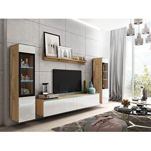PIASKI VRB0002 Ensemble de meubles de salon Vera II, éclairage LED en option, ensemble de meubles de salon, différentes couleurs (Wotan/Blanc brillant) avec éclairage LED - Publicité PIASKI VRB0002 Ensemble de meubles de salon Vera II, éclairage LED en option, ensemble de meubles de salon, différentes couleurs (Wotan/Blanc brillant) avec éclairage LED - Publicité