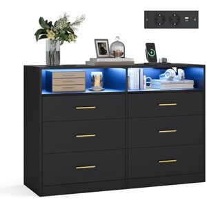 VASAGLE Custos Collection Commode avec Éclairage LED et Multiprise Intégrée, Armoire de Rangement Moderne, pour Salon, Chambre, 6 Tiroirs, 40 x 119 x 81,2 cm, Noir d'encre LTS316BC01 - Publicité VASAGLE Custos Collection Commode avec Éclairage LED et Multiprise Intégrée, Armoire de Rangement Moderne, pour Salon, Chambre, 6 Tiroirs, 40 x 119 x 81,2 cm, Noir d'encre LTS316BC01 - Publicité