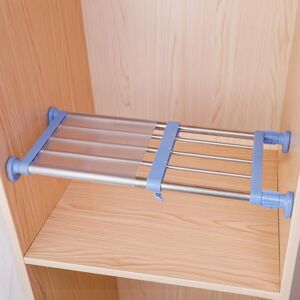Hershii la Tension de l'Armoire étagère et Tige Extensible de Rangement en métal Rack réglable Organiseur DIY cloison de séparation, Bleu, 40-60cm - Publicité Hershii la Tension de l'Armoire étagère et Tige Extensible de Rangement en métal Rack réglable Organiseur DIY cloison de séparation, Bleu, 40-60cm - Publicité