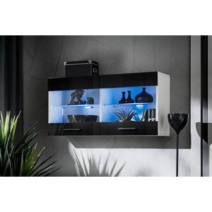 Komodee , Vitrine Armoire Savona, Noir Blanc, Largeur 100 cm x Hauteur 50 cm x Profondeur 30 cm, LED Bleues, 2 étagères, pour Salon, Chambre, Entrée, Cuisine - Publicité Komodee , Vitrine Armoire Savona, Noir Blanc, Largeur 100 cm x Hauteur 50 cm x Profondeur 30 cm, LED Bleues, 2 étagères, pour Salon, Chambre, Entrée, Cuisine - Publicité