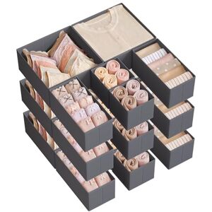 SONGMICS Organisateurs de tiroirs, séparateurs de tiroirs, lot de 18, boîtes de rangement pliables en tissu pour chaussettes, sous-vêtements, cravates, foulards, gris Piazarra RDZ006G04 - Publicité SONGMICS Organisateurs de tiroirs, séparateurs de tiroirs, lot de 18, boîtes de rangement pliables en tissu pour chaussettes, sous-vêtements, cravates, foulards, gris Piazarra RDZ006G04 - Publicité