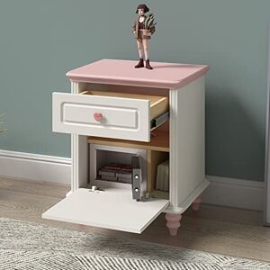 WIZRSITB Table de Chevet en Bois Massif pour Chambre à Coucher avec Coffre-Fort caché, Armoire de Rangement de Chevet de Style Princesse avec tiroir et Table de Chevet à 4 Pieds - Publicité