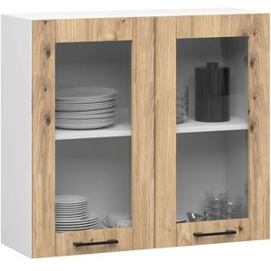 AKORD Armoire de Cuisine Suspendue Vitrine de Cuisine 80cm, H720 Meuble avec 2 Portes et 2 Étagères Armoire de Rangement Blanc & Chêne Artisan - Publicité AKORD Armoire de Cuisine Suspendue Vitrine de Cuisine 80cm, H720 Meuble avec 2 Portes et 2 Étagères Armoire de Rangement Blanc & Chêne Artisan - Publicité