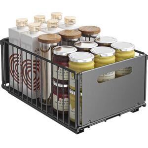 Lidzopas Lot de 2 organiseurs de placard coulissants, extensibles et enroulables avec film adhésif pour armoires de cuisine, garde-manger, salle de bain - Publicité Lidzopas Lot de 2 organiseurs de placard coulissants, extensibles et enroulables avec film adhésif pour armoires de cuisine, garde-manger, salle de bain - Publicité