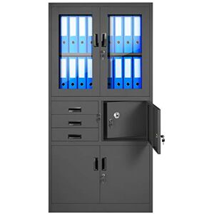 Jan Nowak Armoire de Bureau C018S Armoire en Acier Portes Battantes Tiroirs Revêtement en Poudre 185 cm x 90 cm x 40 cm - Publicité Jan Nowak Armoire de Bureau C018S Armoire en Acier Portes Battantes Tiroirs Revêtement en Poudre 185 cm x 90 cm x 40 cm - Publicité