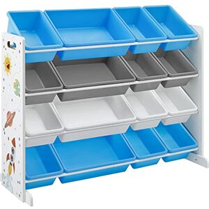 SONGMICS Meuble de Rangement Enfant, Organisateur Jouets 4 Niveaux, Étagère avec 16 Bacs en Plastique, pour Chambre d'enfant, Salle de Jeux, Salon, Blanc, Bleu et Gris GKR070W03 - Publicité SONGMICS Meuble de Rangement Enfant, Organisateur Jouets 4 Niveaux, Étagère avec 16 Bacs en Plastique, pour Chambre d'enfant, Salle de Jeux, Salon, Blanc, Bleu et Gris GKR070W03 - Publicité