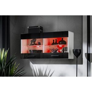 Komodee , Vitrine Armoire Savona, Noir Blanc, Largeur 100 cm x Hauteur 50 cm x Profondeur 30 cm, LED RGB, 2 étagères, pour Salon, Chambre, Entrée, Cuisine - Publicité Komodee , Vitrine Armoire Savona, Noir Blanc, Largeur 100 cm x Hauteur 50 cm x Profondeur 30 cm, LED RGB, 2 étagères, pour Salon, Chambre, Entrée, Cuisine - Publicité