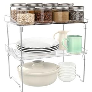 Euqvunn 2 Packs Rangement Placard Cuisine, Pliable Étagère Cuisine Empilable Organisateur Cuisine, Transparentes Etagere a Epices pour Armoires, Garde-manger, Plans de Travail - Publicité Euqvunn 2 Packs Rangement Placard Cuisine, Pliable Étagère Cuisine Empilable Organisateur Cuisine, Transparentes Etagere a Epices pour Armoires, Garde-manger, Plans de Travail - Publicité
