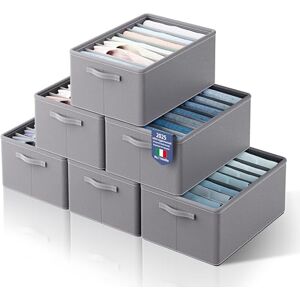 YOYIKKO Lot de 6 grands organiseurs pour placard, 7 compartiments, paniers de rangement empilables, boîtes de rangement pour vêtements pour pulls, t-shirts, sweats à capuche (gris120) - Publicité YOYIKKO Lot de 6 grands organiseurs pour placard, 7 compartiments, paniers de rangement empilables, boîtes de rangement pour vêtements pour pulls, t-shirts, sweats à capuche (gris120) - Publicité