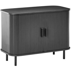Beliani Commode Rétro Pieds en Métal Portes Coulissantes MDF Noir Bradley - Publicité Beliani Commode Rétro Pieds en Métal Portes Coulissantes MDF Noir Bradley - Publicité