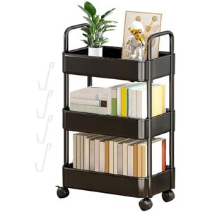 BuNiq Chariot De Rangement À 3 Niveaux, Chariot Roulant sur roulettes Et Crochets, Chariot De Rangement Mobile Multifonctionnel pour Cuisine, Salle De Bain, Chambre À Coucher, Commodes - Publicité BuNiq Chariot De Rangement À 3 Niveaux, Chariot Roulant sur roulettes Et Crochets, Chariot De Rangement Mobile Multifonctionnel pour Cuisine, Salle De Bain, Chambre À Coucher, Commodes - Publicité