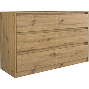 CDF Grande Commode 120 cm avec 6 Tiroirs Bahut Meuble de Rangement Salon Chambre Couloir Buffet Design Moderne sans Poignées Robuste et Stable 120 x 40 x 73,5 cm Chêne Artisan - Publicité CDF Grande Commode 120 cm avec 6 Tiroirs Bahut Meuble de Rangement Salon Chambre Couloir Buffet Design Moderne sans Poignées Robuste et Stable 120 x 40 x 73,5 cm Chêne Artisan - Publicité