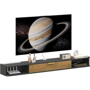 HOMCOM Meuble TV Suspendu Meuble télé Bois Banc TV Mural avec Compartiments Ouverts, Porte Rabattable et Passe-câbles, pour Salon Chambre à Coucher, 160 x 24 x 16 cm, Gris - Publicité HOMCOM Meuble TV Suspendu Meuble télé Bois Banc TV Mural avec Compartiments Ouverts, Porte Rabattable et Passe-câbles, pour Salon Chambre à Coucher, 160 x 24 x 16 cm, Gris - Publicité