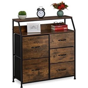 Relaxdays Commode, 5 tiroirs, 2 Surfaces, Livres et déco, Commode étagère Industrie, HxLxP : 92 x 84 x 32 cm, Brun/Noir - Publicité Relaxdays Commode, 5 tiroirs, 2 Surfaces, Livres et déco, Commode étagère Industrie, HxLxP : 92 x 84 x 32 cm, Brun/Noir - Publicité