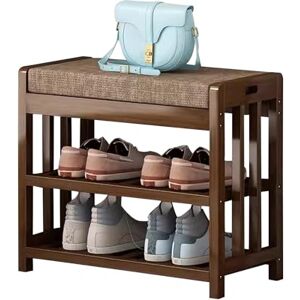 MARIYCH Banc à Chaussures en Bois Massif, Organisateur de Rangement de Chaussures à 3 Niveaux avec siège rembourré, Banc pour entrée, Chambre à Coucher, Salon, Balcon, Marron - Publicité MARIYCH Banc à Chaussures en Bois Massif, Organisateur de Rangement de Chaussures à 3 Niveaux avec siège rembourré, Banc pour entrée, Chambre à Coucher, Salon, Balcon, Marron - Publicité