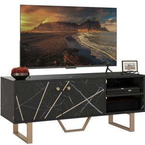 HOMCOM Meuble TV Banc TV Meuble pour télévision jusqu'à 50 Pouces avec Placard, étagère réglable et Passe-câbles, dim. 110l x 35P x 45H cm Aspect marbre Noir - Publicité HOMCOM Meuble TV Banc TV Meuble pour télévision jusqu'à 50 Pouces avec Placard, étagère réglable et Passe-câbles, dim. 110l x 35P x 45H cm Aspect marbre Noir - Publicité