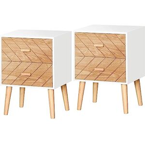 HOMCOM Table de Nuit Blanc Hêtre 4 Tiroirs - Table de Nuit - Publicité HOMCOM Table de Nuit Blanc Hêtre 4 Tiroirs - Table de Nuit - Publicité