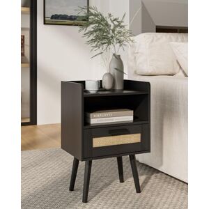 HEYZOEY Table de chevet en rotin, commode pour chambre à coucher, petite table latérale avec tiroir, meuble de lit, support de nuit, table d'extrémité avec cadre doré pour chambre à coucher, salon - Publicité HEYZOEY Table de chevet en rotin, commode pour chambre à coucher, petite table latérale avec tiroir, meuble de lit, support de nuit, table d'extrémité avec cadre doré pour chambre à coucher, salon - Publicité