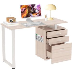 BAKAJI Bureau avec Commode 3 tiroirs Table de Travail Porte Ordinateur en Bois avec Structure en Acier, Design Moderne, 120 x 50 x 75 cm, décoration Maison, Bureau Chambre (Orme) - Publicité BAKAJI Bureau avec Commode 3 tiroirs Table de Travail Porte Ordinateur en Bois avec Structure en Acier, Design Moderne, 120 x 50 x 75 cm, décoration Maison, Bureau Chambre (Orme) - Publicité