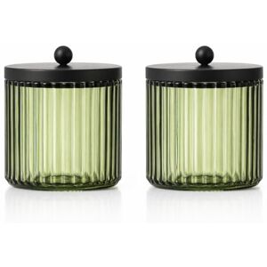 KMwares Lot de 2 distributeurs en verre pour boules de coton, cotons-tiges, tampons ronds, cure-fil dentaire – Boîte de rangement pour salle de bain et organisateur de maquillage (vert olive) - Publicité KMwares Lot de 2 distributeurs en verre pour boules de coton, cotons-tiges, tampons ronds, cure-fil dentaire – Boîte de rangement pour salle de bain et organisateur de maquillage (vert olive) - Publicité