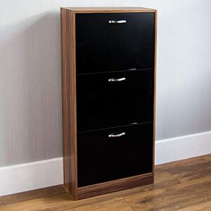 Vida Designs Meuble à Chaussures à 3 tiroirs, Placard de Rangement pour Chaussures, Meubles en Bois, unité en Bois, Noyer et Noir - Publicité Vida Designs Meuble à Chaussures à 3 tiroirs, Placard de Rangement pour Chaussures, Meubles en Bois, unité en Bois, Noyer et Noir - Publicité