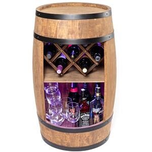 Creative Baril de baril avec support à vin Casier à vin LED RVB Tonneau en bois 80 x 50 cm Décoration rustique Armoire à vin (marron foncé) - Publicité Creative Baril de baril avec support à vin Casier à vin LED RVB Tonneau en bois 80 x 50 cm Décoration rustique Armoire à vin (marron foncé) - Publicité