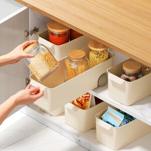 HQahnekme 5 pièces Organiseurs de Placards Avec roues,plastique Placard Cuisine Organisateur 30x10x9cm,Multifonctionnel Boîtes de Rangement.(écru-beige) (Offwhite-Small5) - Publicité HQahnekme 5 pièces Organiseurs de Placards Avec roues,plastique Placard Cuisine Organisateur 30x10x9cm,Multifonctionnel Boîtes de Rangement.(écru-beige) (Offwhite-Small5) - Publicité