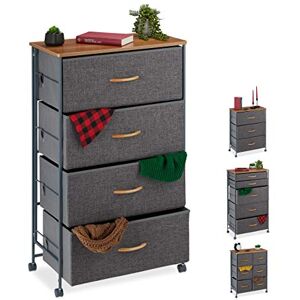 Relaxdays 10026619_470 Armoire roulettes, Tiroirs en tissu, Commode décorative, plaque effet bois,HlP 93x58x30cm,gris, acier, polyester, MDF, 93 x 58 x 30 cm - Publicité Relaxdays 10026619_470 Armoire roulettes, Tiroirs en tissu, Commode décorative, plaque effet bois,HlP 93x58x30cm,gris, acier, polyester, MDF, 93 x 58 x 30 cm - Publicité