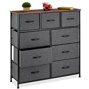 Relaxdays Commode, HxLxP: 100x100x30 cm, métal, Effet Bois, 9 tiroirs Tissu, bahut, Buffet Moderne, Plusieurs Couleurs - Publicité Relaxdays Commode, HxLxP: 100x100x30 cm, métal, Effet Bois, 9 tiroirs Tissu, bahut, Buffet Moderne, Plusieurs Couleurs - Publicité